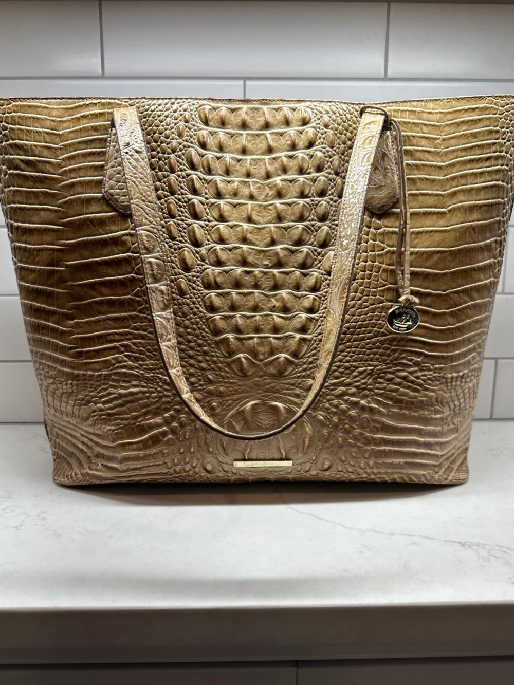 Brahmin Misha Shortbread Melbourne Croc-Embossed Leather Tote